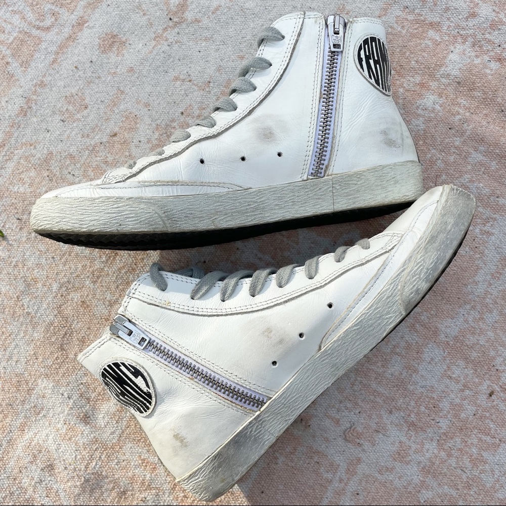 Golden Goose White High-Top Sneakers with Gray Accents - Picture 3 of 14